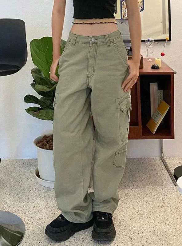 TastyHottie - WAIST SLIM RETRO POCKET TOOLING CASUAL PANTS