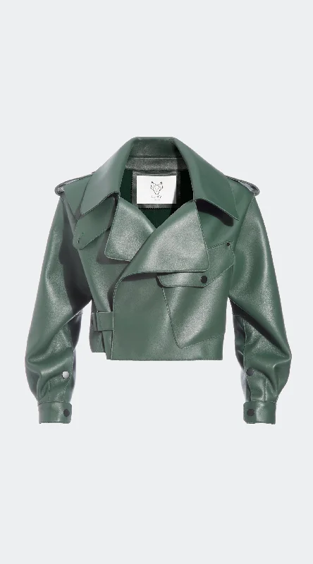 OUTLET Luxy Oversized Leather Jacket - Emerald Green