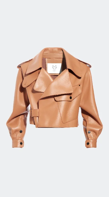 OUTLET Luxy Oversized Leather Jacket - Tan