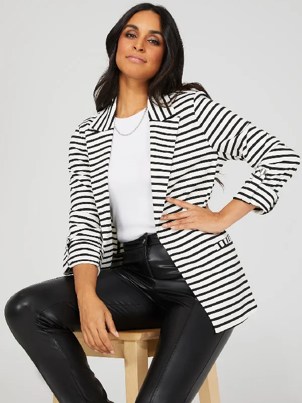 Striped Open Front Blazer