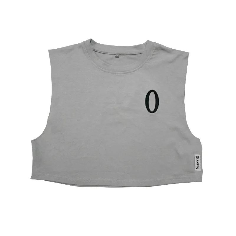 Olympia Women's Cut Off Tank -Light Grey