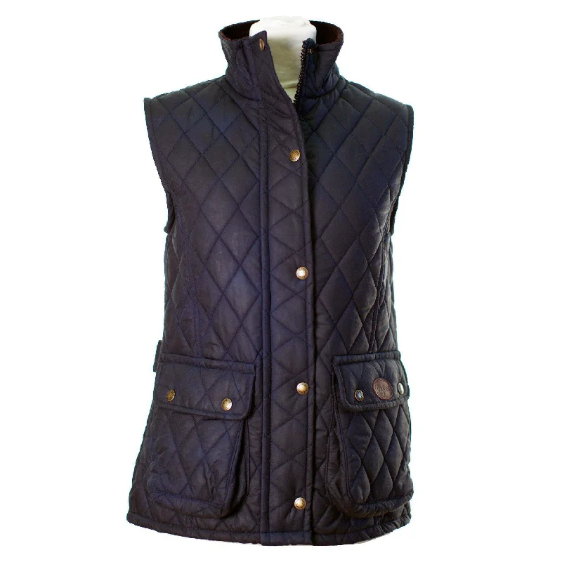 W12 - Women's Newbury Waxed Quilted Gilet - NAVY