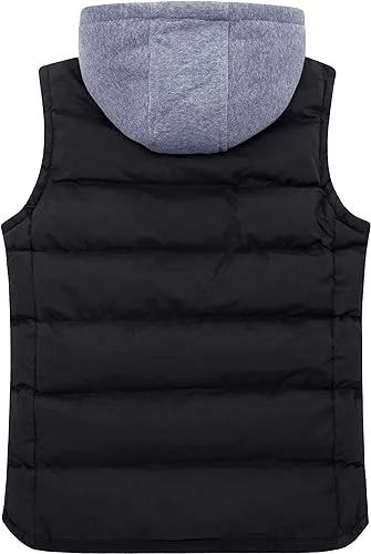 Men's Black Detachable Hooded Puffer Vest