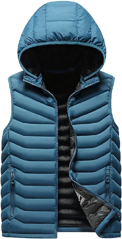 Men's Detachable Hooded Slim Leisure  Puffer Vest