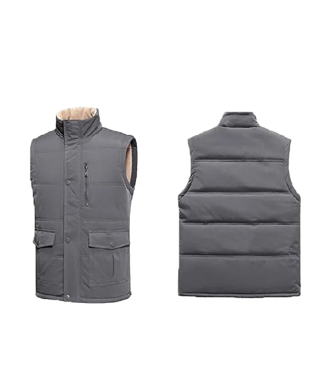 Men's Winter Puffer Fleece Lined Quilted Vest Casual Sleeveless Jacket