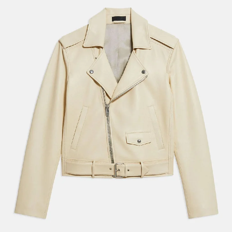 off white women's lambskin leather biker jacket