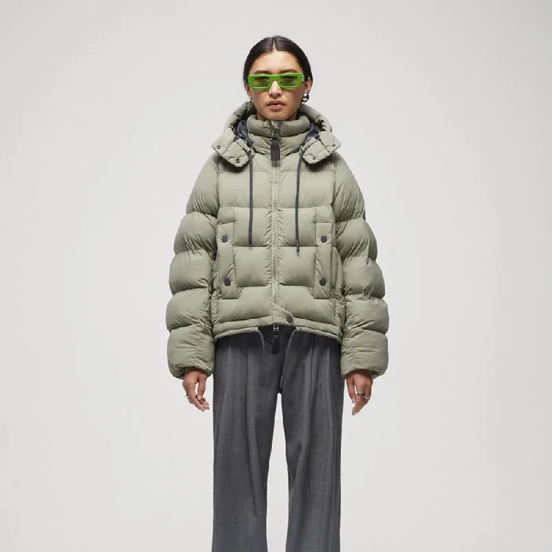 Women Dull Green Puffer Jacket