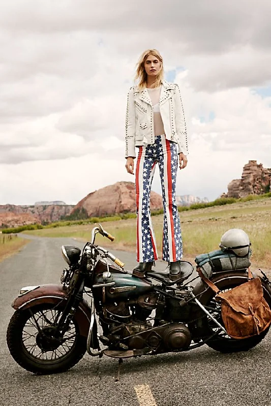 Women’s White Leather Biker Punk Jacket