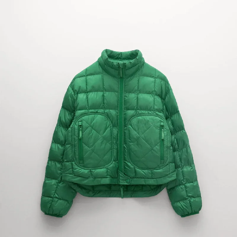 Women's Green Down Puffer Jacket