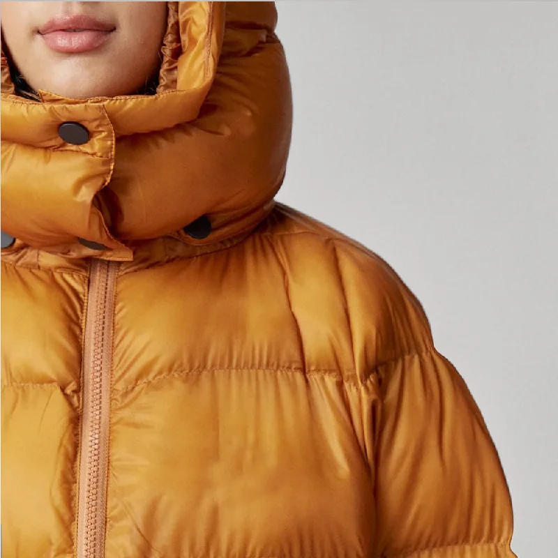 Women's Inferno Yellow Hooded Puffer Jacket