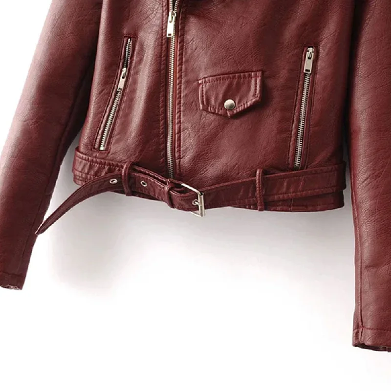 Women's Leather Biker Red Leather Jacket