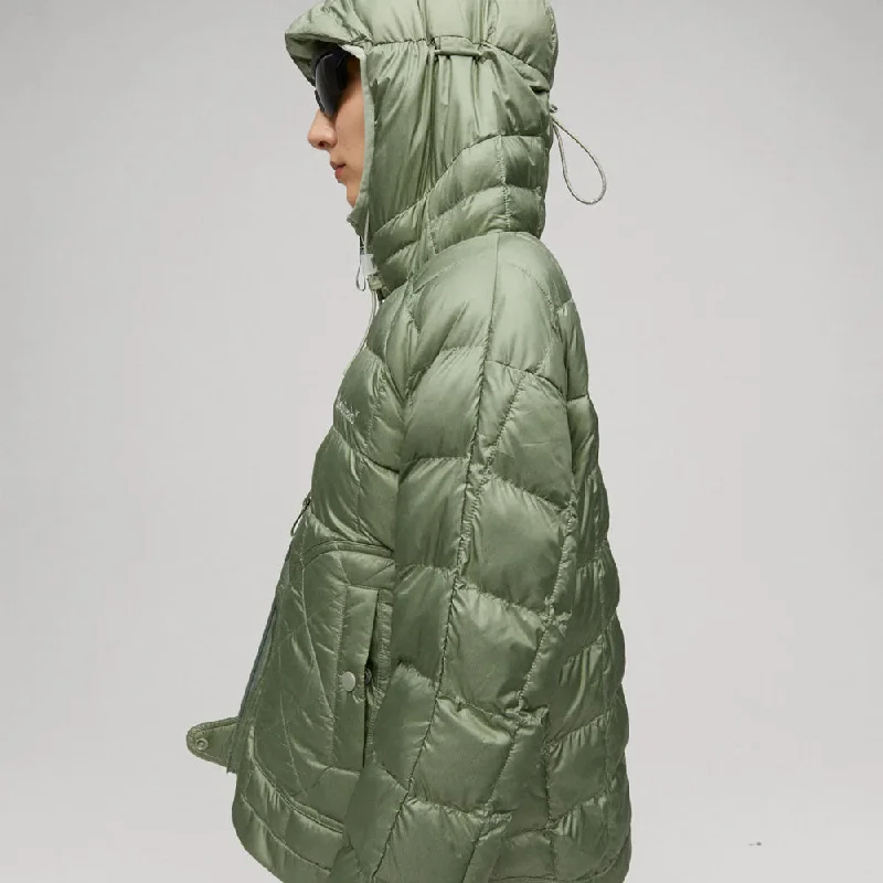 Women's Light Green Down Parka Jacket with Hood