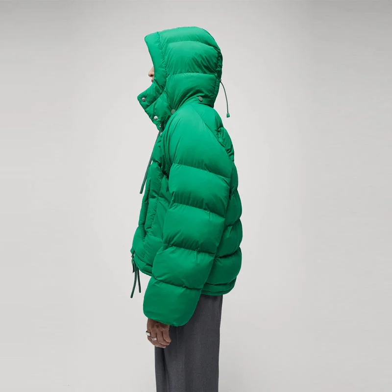 Womens Simple Green Puffer Jacket