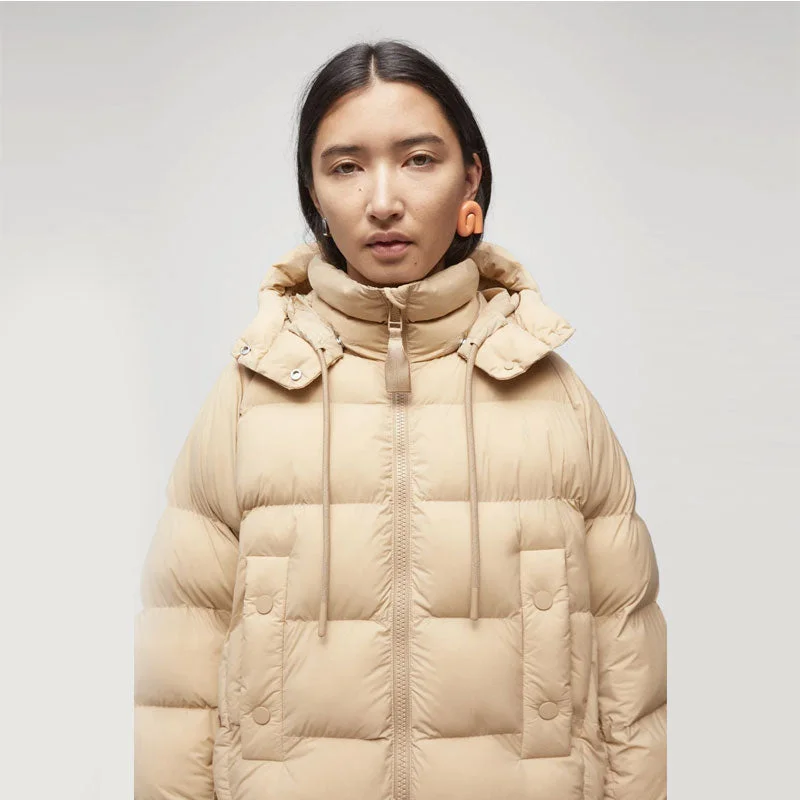 Womens Simple Sand Puffer Jacket