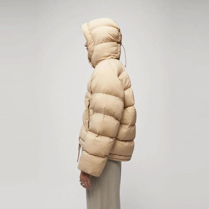 Womens Simple Sand Puffer Jacket