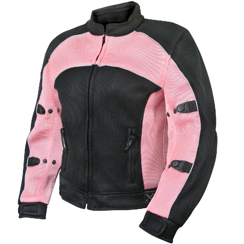 Xelement CF508 Women's 'Guardian' Black and Pink Mesh Jacket with