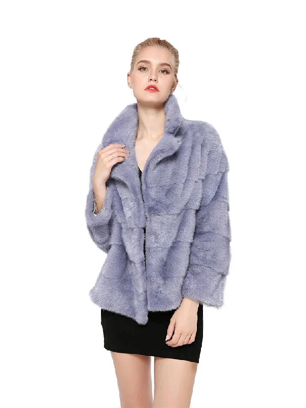 Turn-Down Collar Short Real Mink Fur Coats