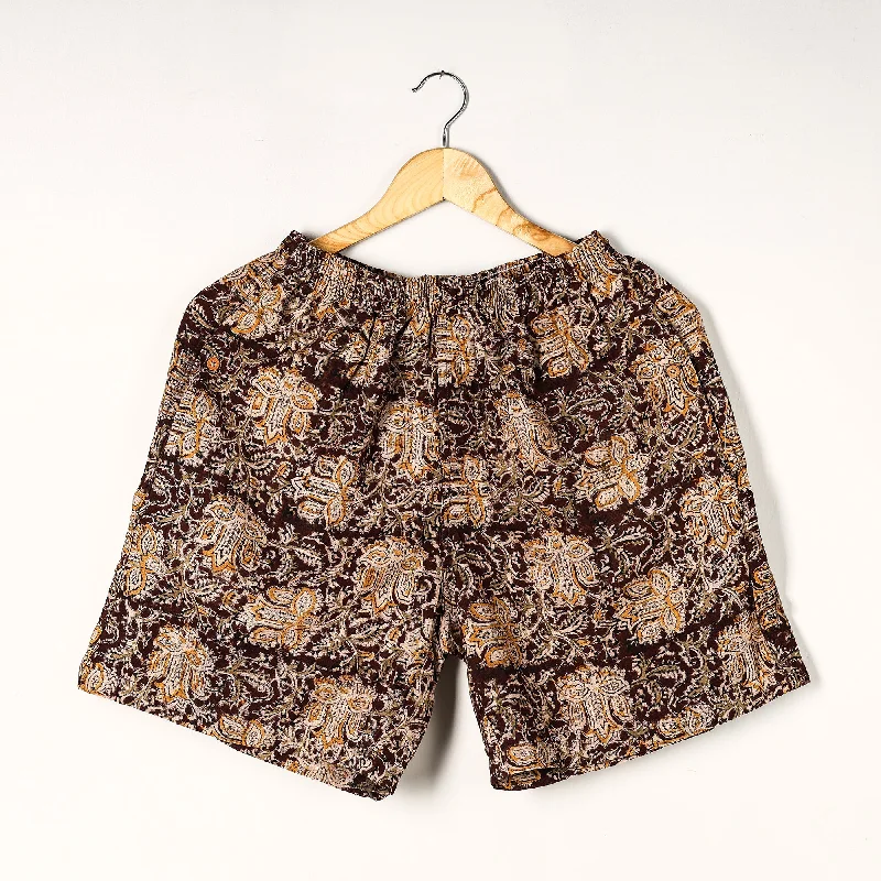 Brown - Kalamkari Block Printed Cotton Unisex Boxer/Shorts