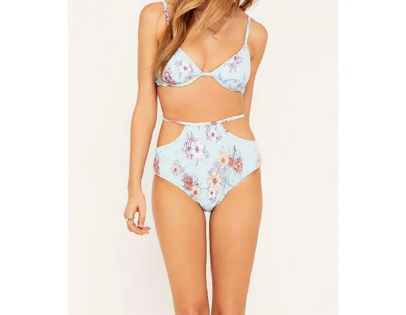 Amazonia Floral Shirred High Waisted Bikini Bottom In Multicolor