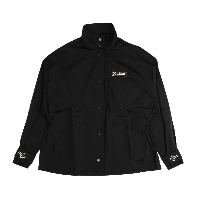 Black Nylon Logo Track Jacket