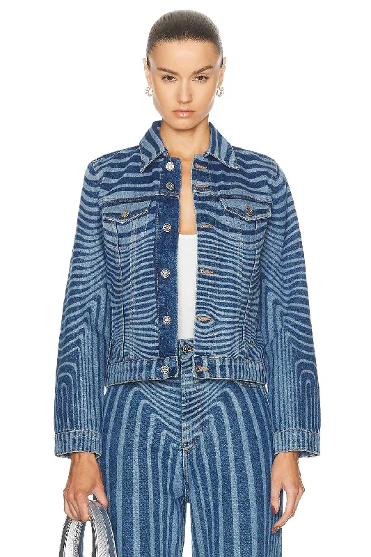 Body Morphing Laser Print Denim Jacket