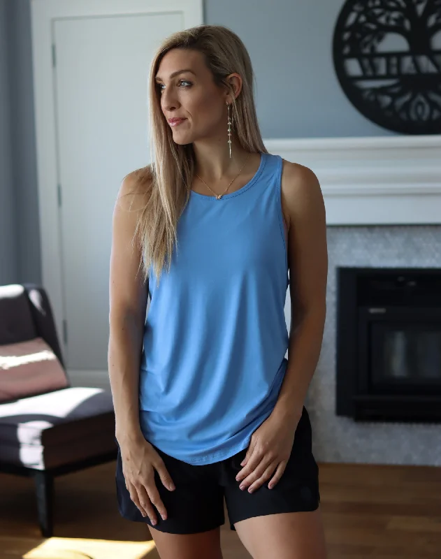 Breastfeeding Tank - Twist Back Daisy Blue