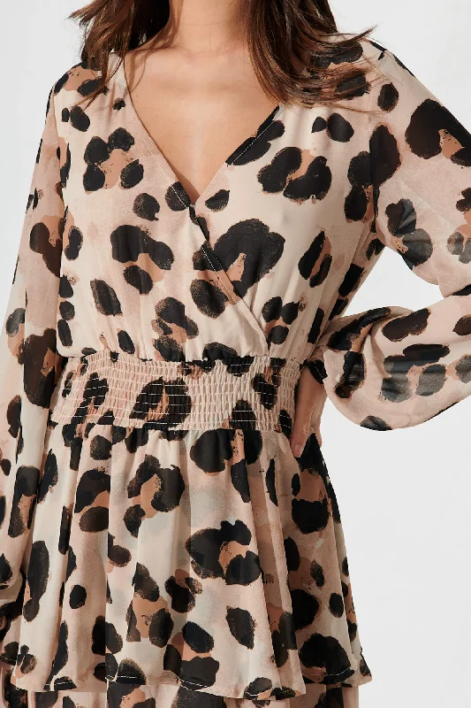 brunetti-dress-in-beige-with-black-leopard-chiffon-1