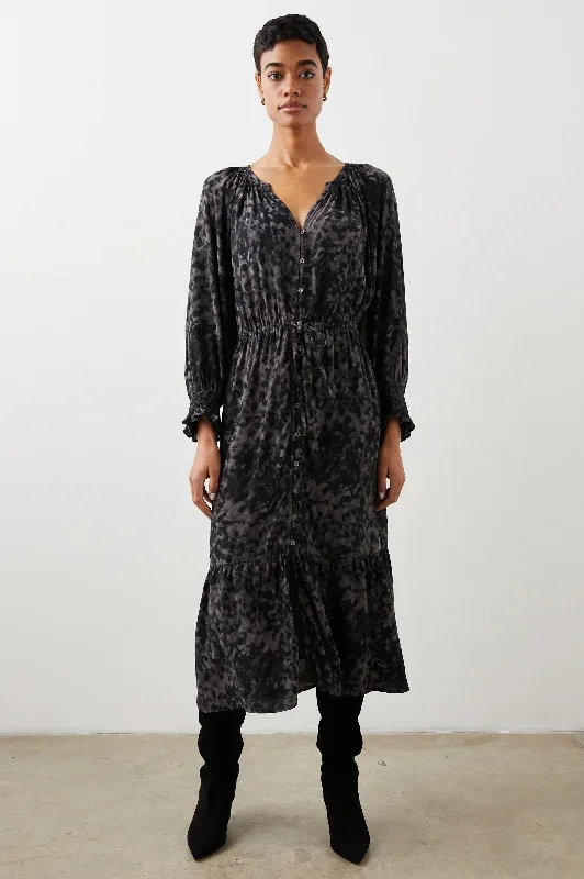 CECE DRESS - CHARCOAL TORTOISE