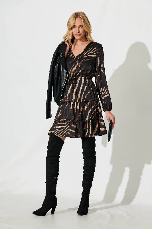 chachi-mock-wrap-dress-in-black-with-brown-satin