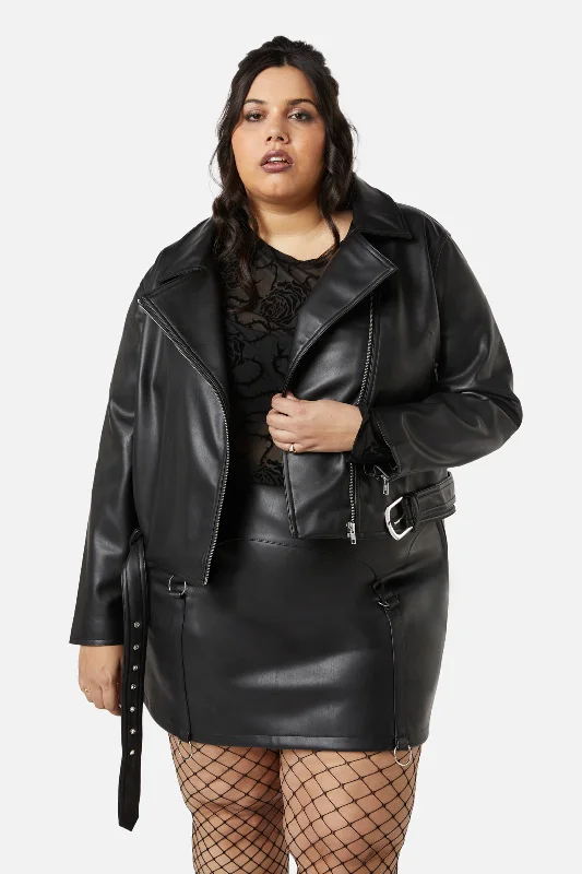 Curve Ornate Metal Pu Jacket