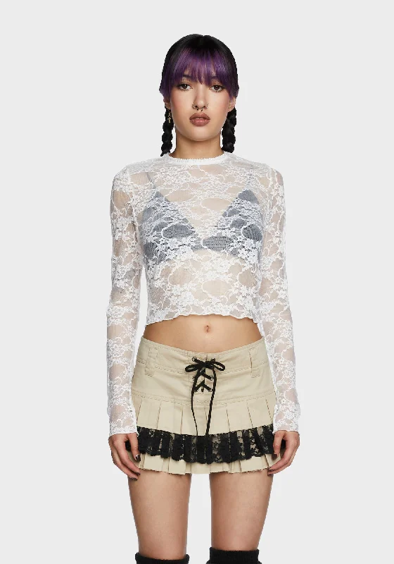 Feelin' Contempt Lace Crop Top - Off White