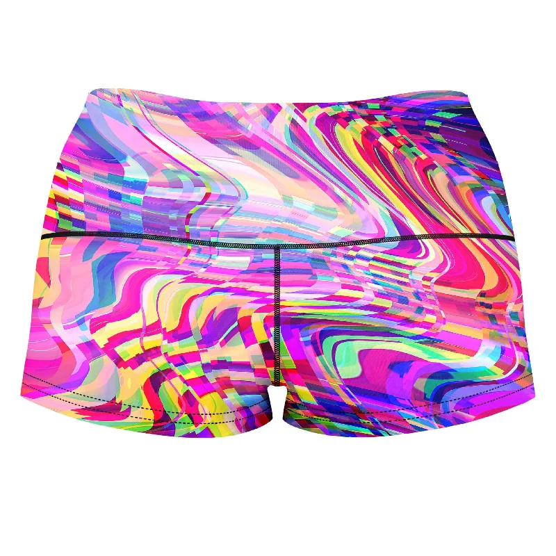 glitch-waves-high-waisted-womens-shorts