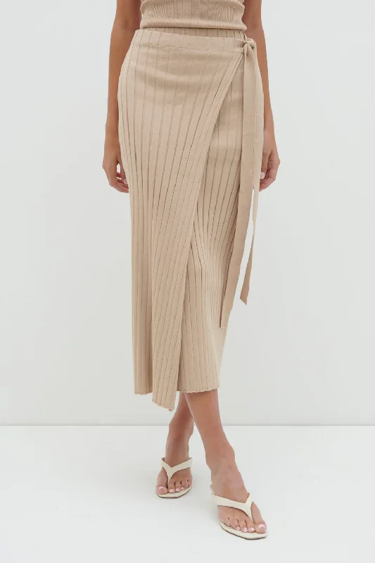 Hallie Wrap Midaxi Skirt - Beige