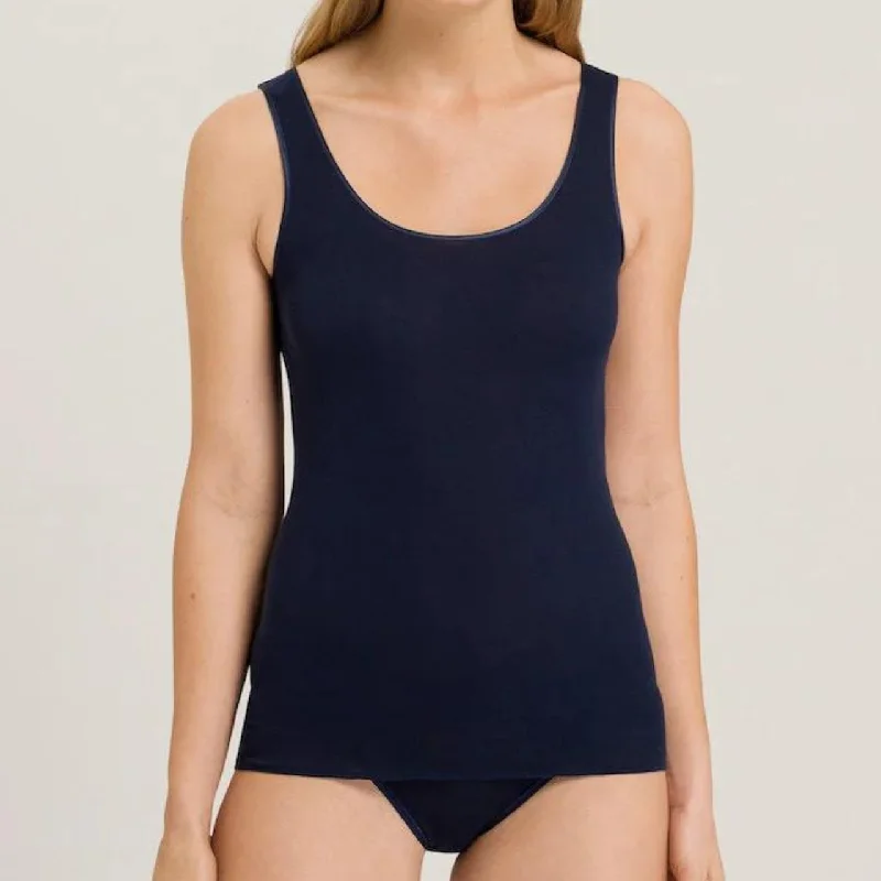 Cotton Seamless Tank Top in Deep Navy