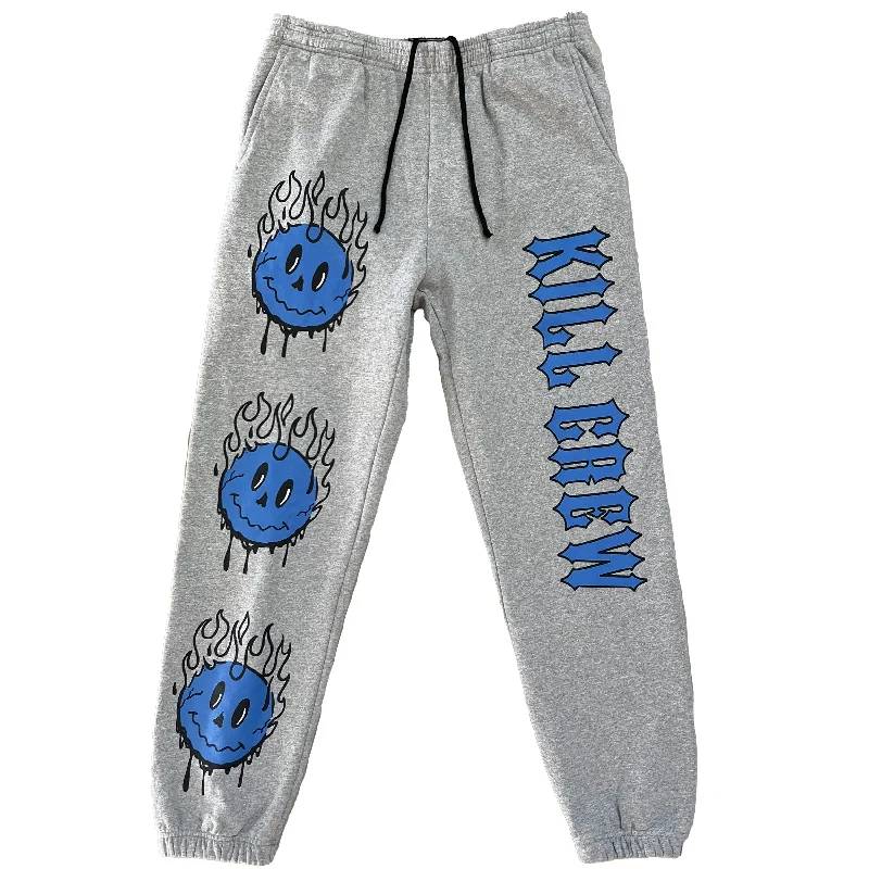 HEAVYWEIGHT LUX SMILEY SWEATPANTS FLAME - HEATHER GREY / BLUE