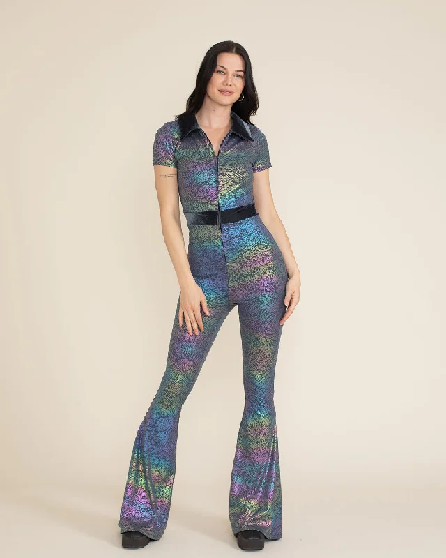 iridescent-snakeskin-collared-foil-flare-jumpsuit-womens