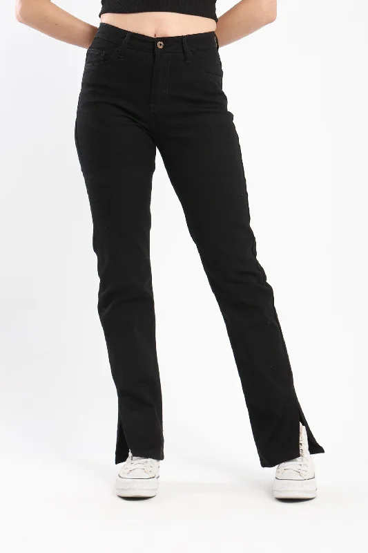 Jeans - Slit Hem - Straight Leg