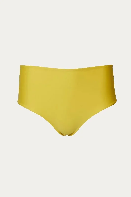 Lolita High-Waisted Stretch Bikini Bottom In Mustard