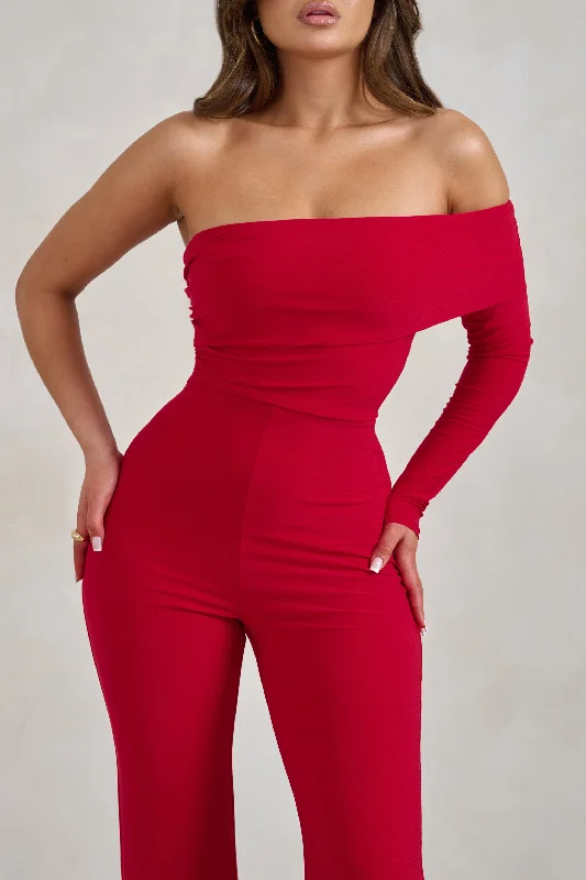 margie-red-one-sleeve-bardot-jumpsuit-cl129295004