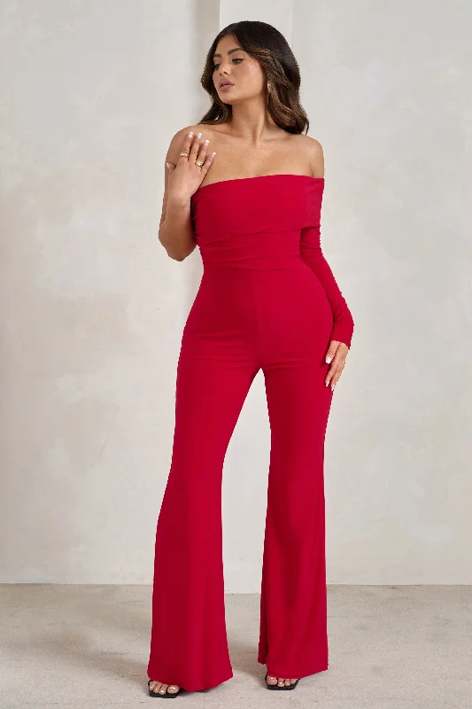 margie-red-one-sleeve-bardot-jumpsuit-cl129295004