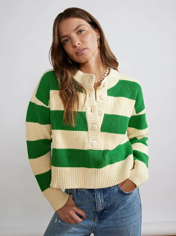 Mirabel Green Stripe Knit Sweater