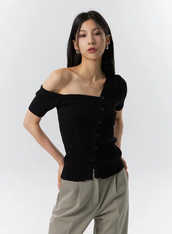 Off-Shoulder Ribbed Top IL326