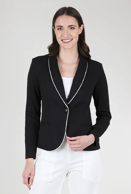 Remi Pique Corded Blazer, Black