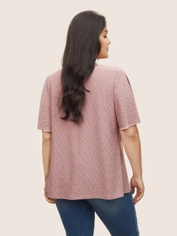 plain-textured-geometric-flutter-sleeve-t-shirt