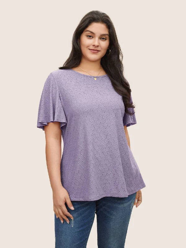 plain-textured-geometric-flutter-sleeve-t-shirt