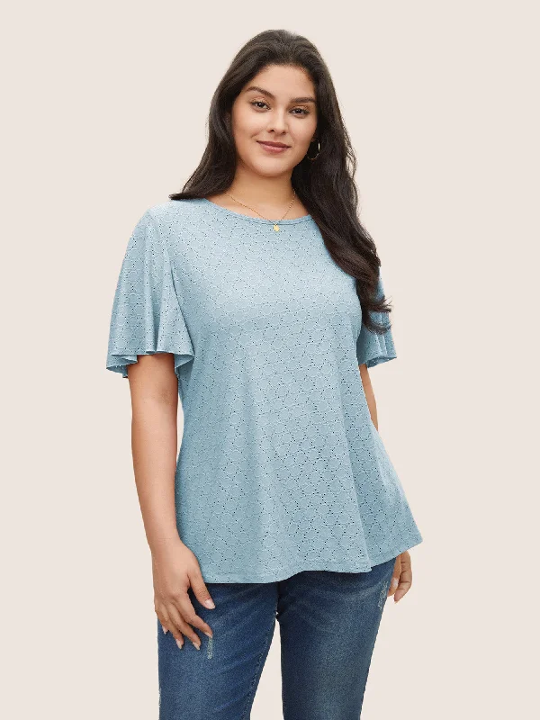 plain-textured-geometric-flutter-sleeve-t-shirt