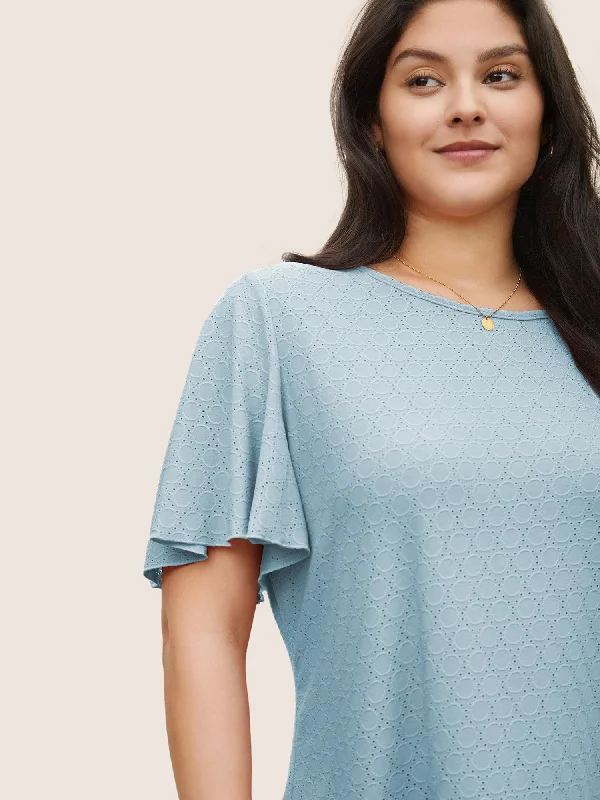 plain-textured-geometric-flutter-sleeve-t-shirt