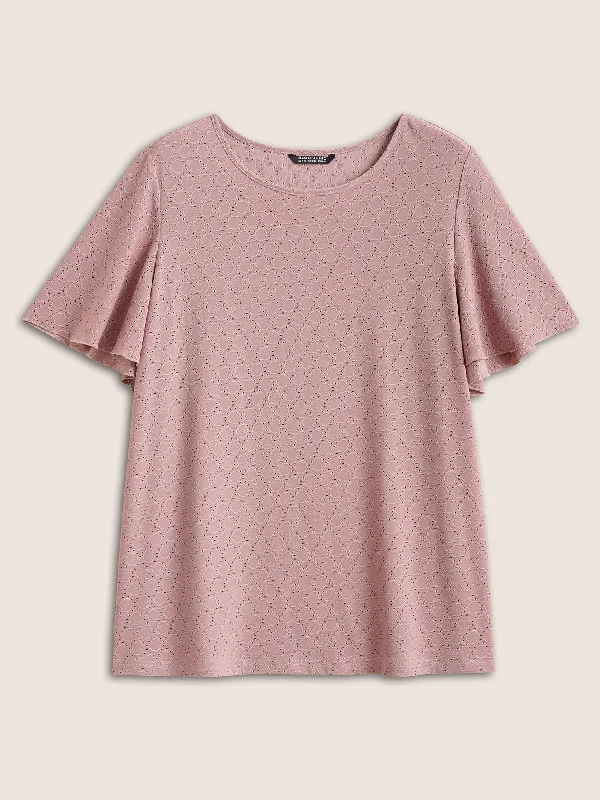 plain-textured-geometric-flutter-sleeve-t-shirt