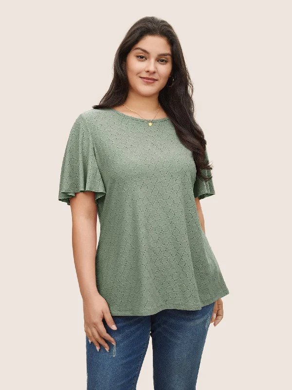 plain-textured-geometric-flutter-sleeve-t-shirt