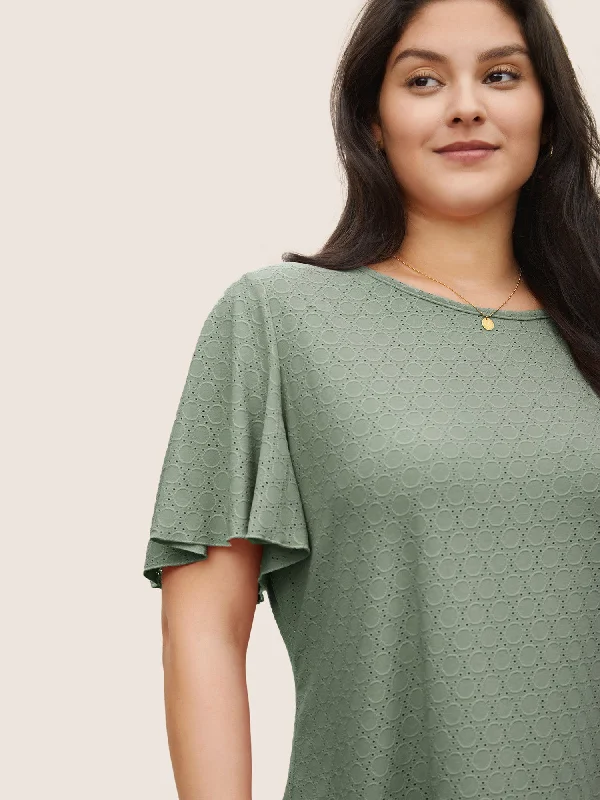 plain-textured-geometric-flutter-sleeve-t-shirt